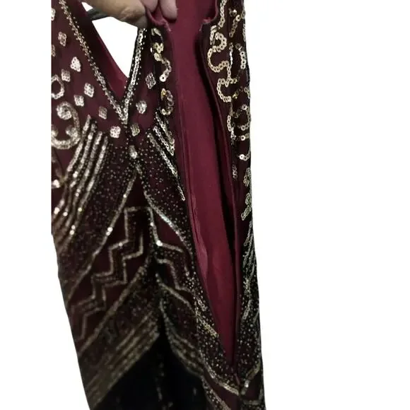 3792) Babeyond 1920 Flapper V neck Sequins Fringe Dress Large - Picture 4 of 9